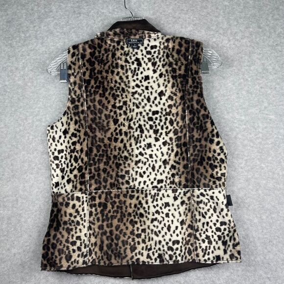 NWT Lisa International REVERSIBLE cheetah leopard & brown‎ vest, S, faux suede - Picture 7 of 16